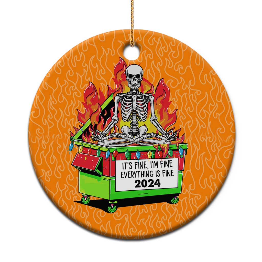 Funny Xmas Dumpster Fire Christmas Ornament I'm Fine It's Fine Everything Is Fine TS09