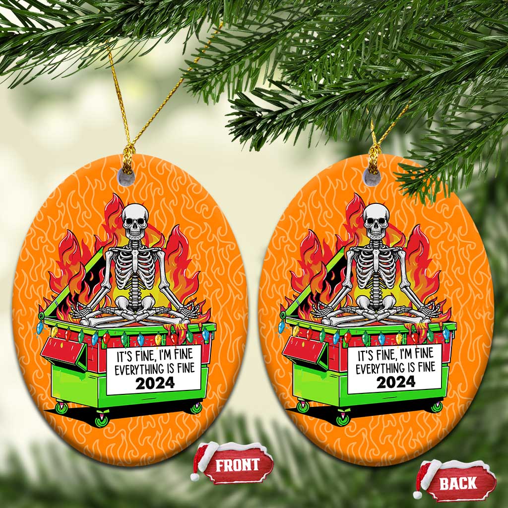 Funny Xmas Dumpster Fire Christmas Ornament I'm Fine It's Fine Everything Is Fine TS09
