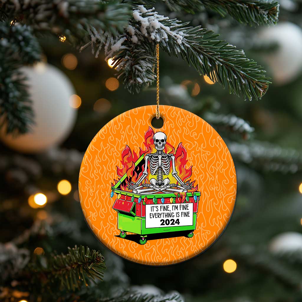 Funny Xmas Dumpster Fire Christmas Ornament I'm Fine It's Fine Everything Is Fine TS09