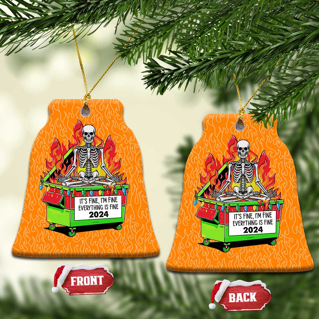 Funny Xmas Dumpster Fire Christmas Ornament I'm Fine It's Fine Everything Is Fine TS09