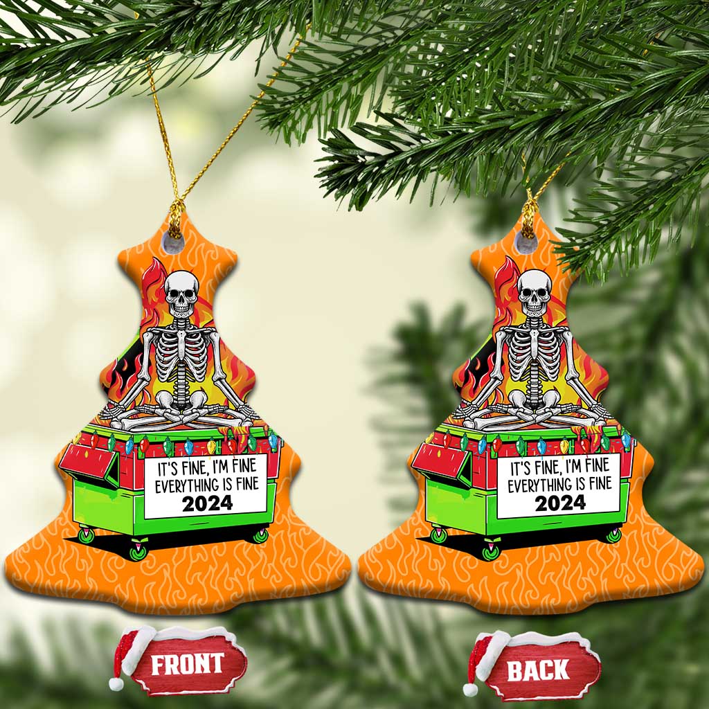 Funny Xmas Dumpster Fire Christmas Ornament I'm Fine It's Fine Everything Is Fine TS09