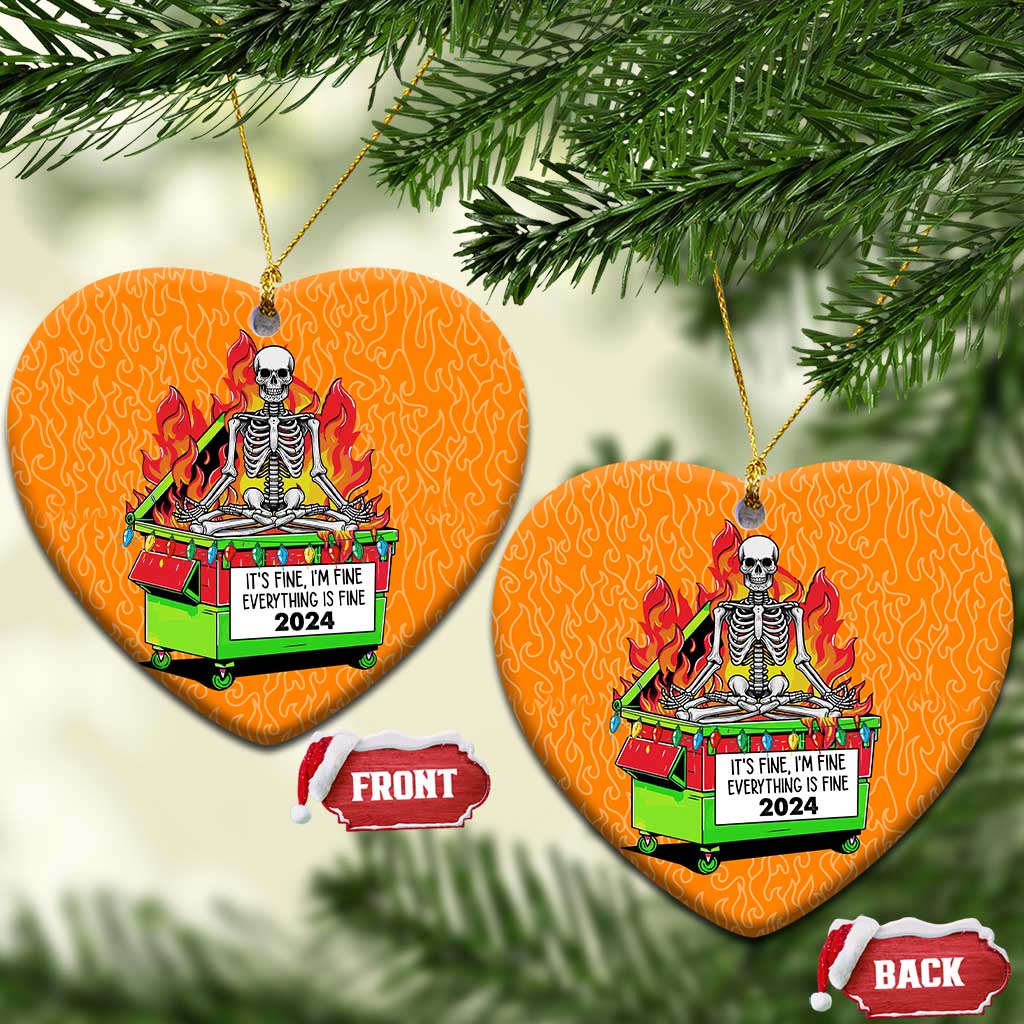 Funny Xmas Dumpster Fire Christmas Ornament I'm Fine It's Fine Everything Is Fine TS09