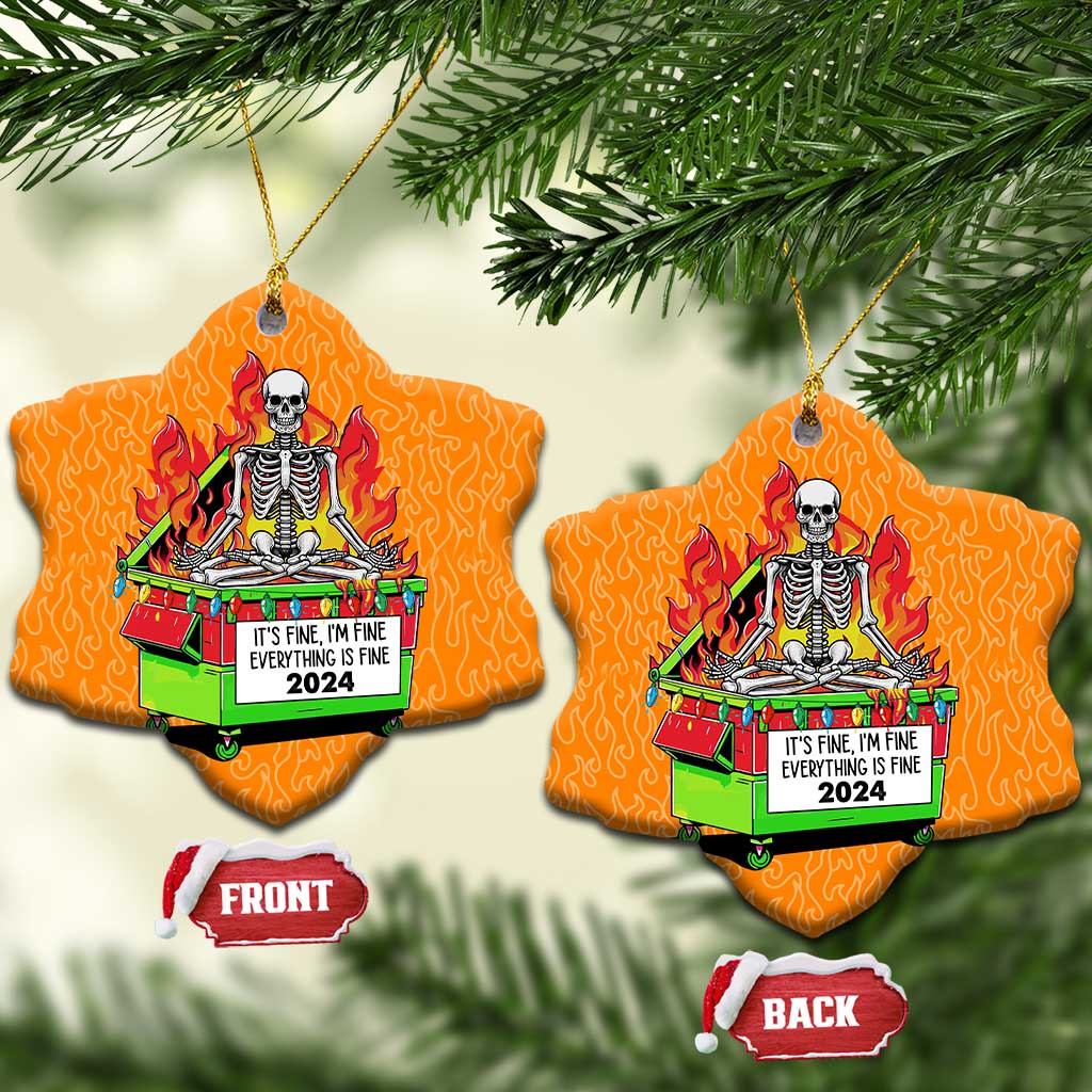 Funny Xmas Dumpster Fire Christmas Ornament I'm Fine It's Fine Everything Is Fine TS09