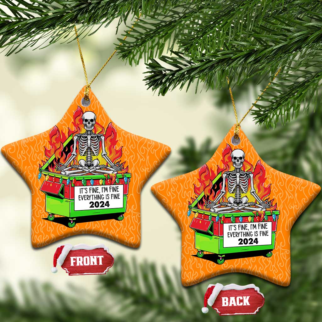 Funny Xmas Dumpster Fire Christmas Ornament I'm Fine It's Fine Everything Is Fine TS09