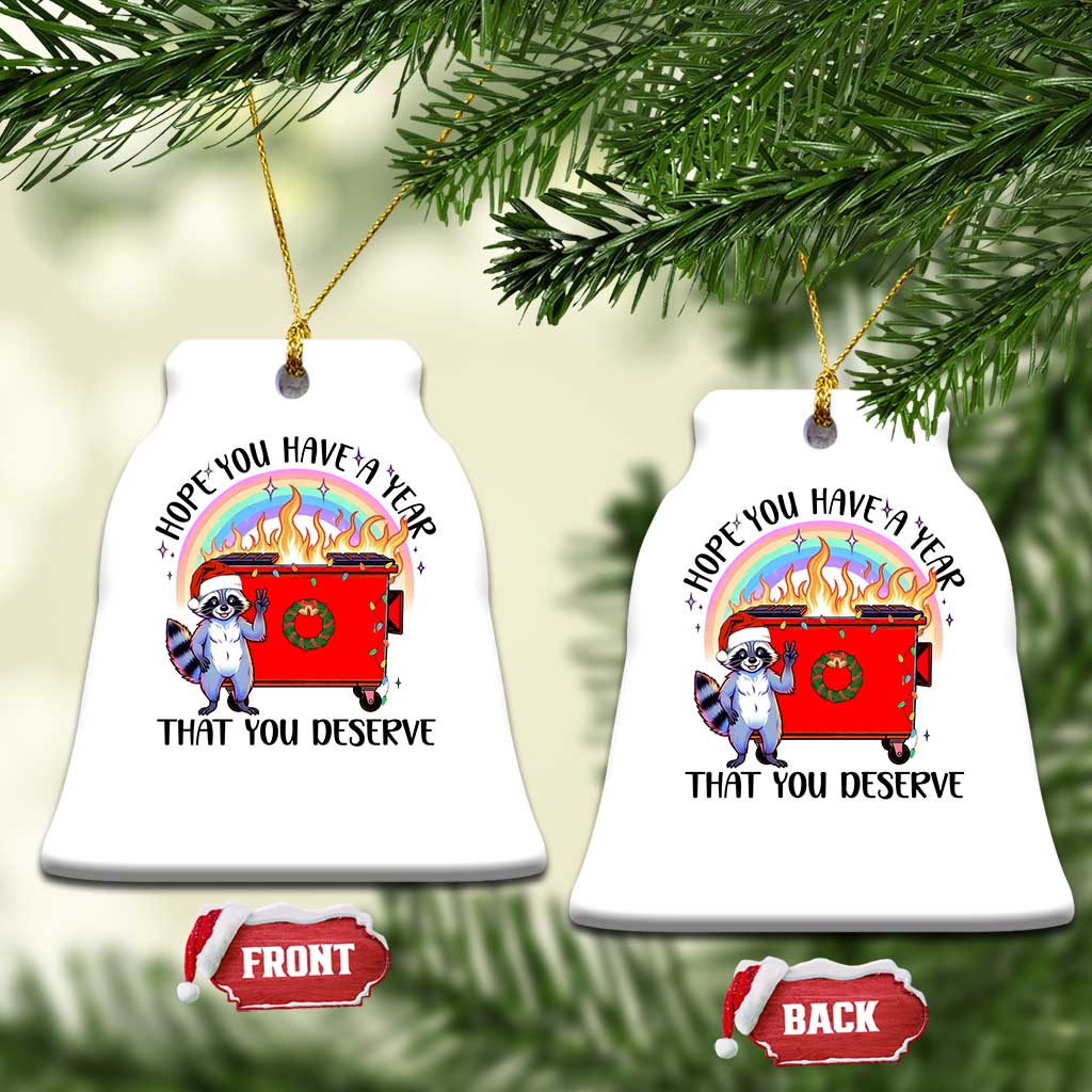 Funny Xmas Dumpster Fire Christmas Ornament Hope You Have The Year You Deserve Santa Raccoon TS09