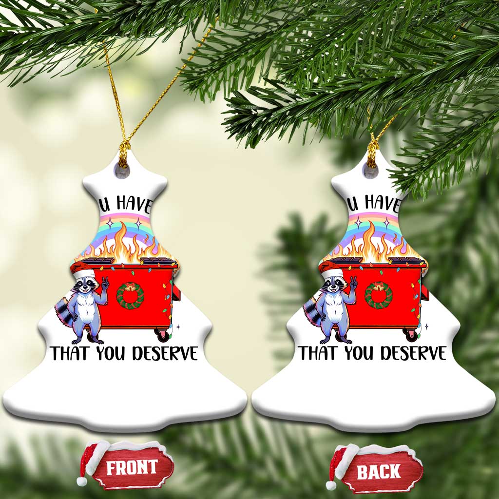 Funny Xmas Dumpster Fire Christmas Ornament Hope You Have The Year You Deserve Santa Raccoon TS09