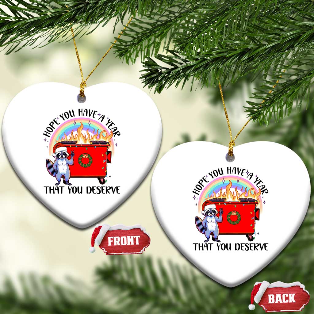 Funny Xmas Dumpster Fire Christmas Ornament Hope You Have The Year You Deserve Santa Raccoon TS09