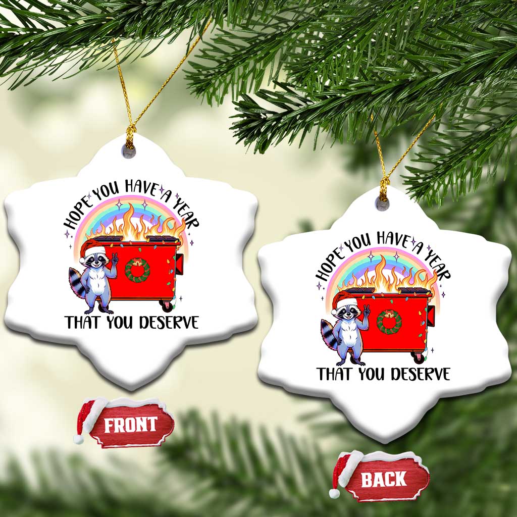 Funny Xmas Dumpster Fire Christmas Ornament Hope You Have The Year You Deserve Santa Raccoon TS09