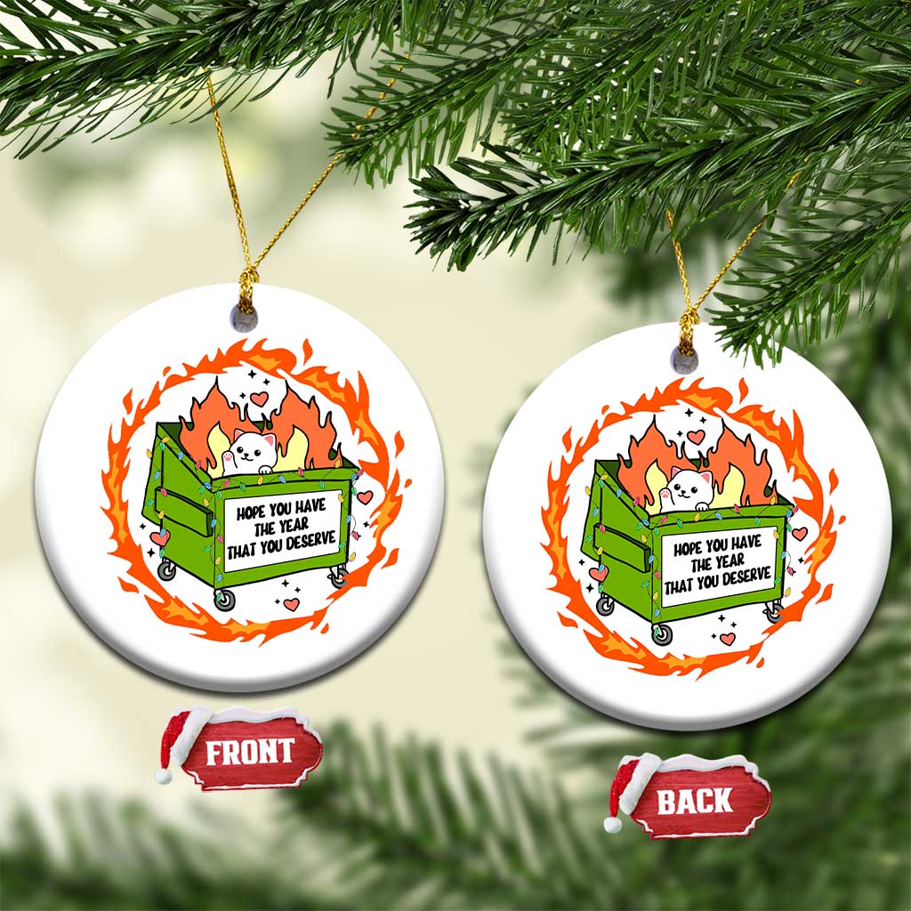 Funny Xmas Dumpster Fire Cute Cat Christmas Ornament I Hope You Have A Year Thar You Deserve TS09
