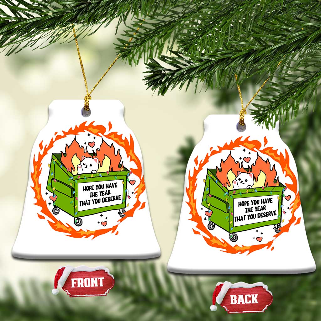 Funny Xmas Dumpster Fire Cute Cat Christmas Ornament I Hope You Have A Year Thar You Deserve TS09