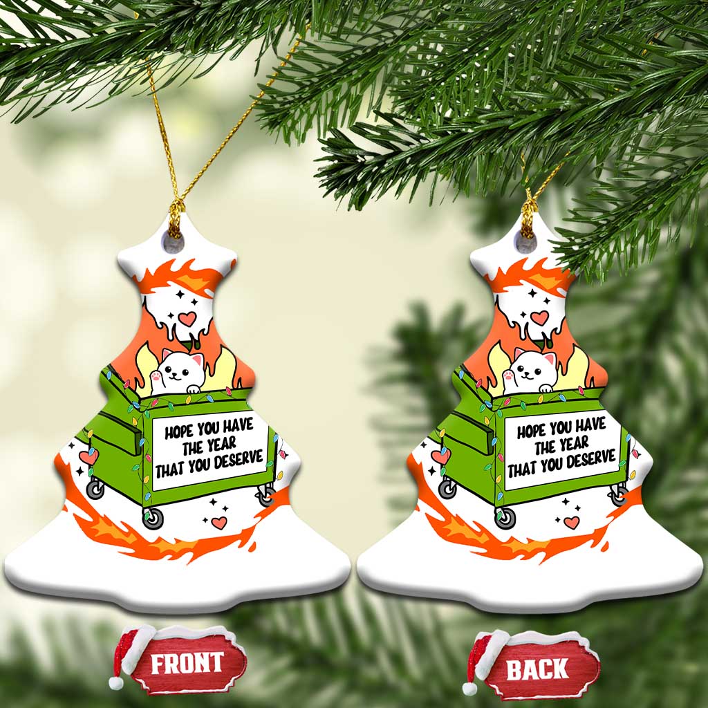 Funny Xmas Dumpster Fire Cute Cat Christmas Ornament I Hope You Have A Year Thar You Deserve TS09