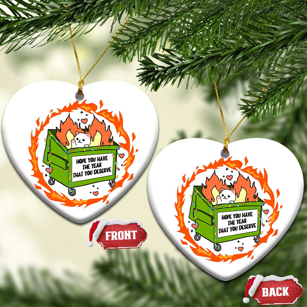 Funny Xmas Dumpster Fire Cute Cat Christmas Ornament I Hope You Have A Year Thar You Deserve TS09
