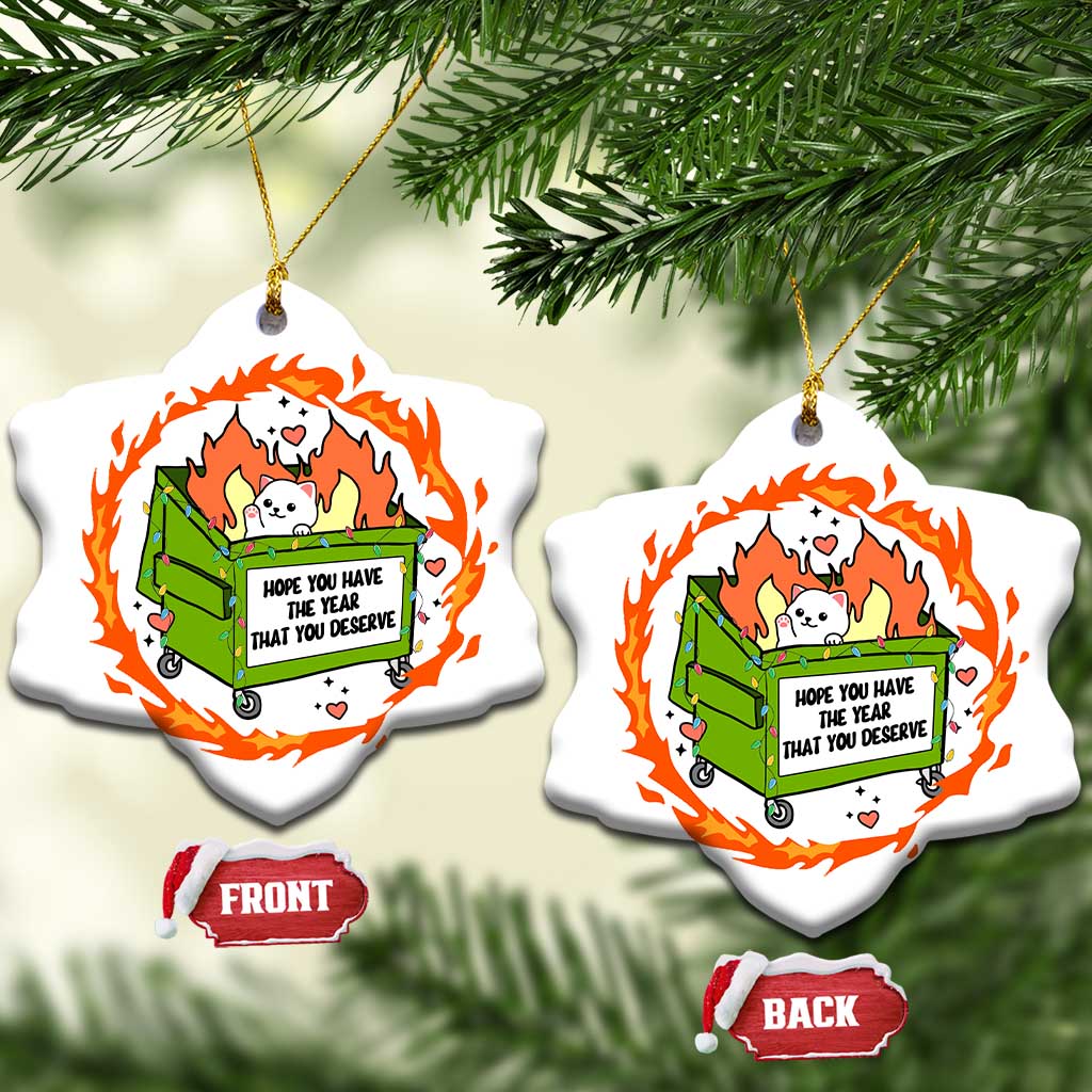 Funny Xmas Dumpster Fire Cute Cat Christmas Ornament I Hope You Have A Year Thar You Deserve TS09