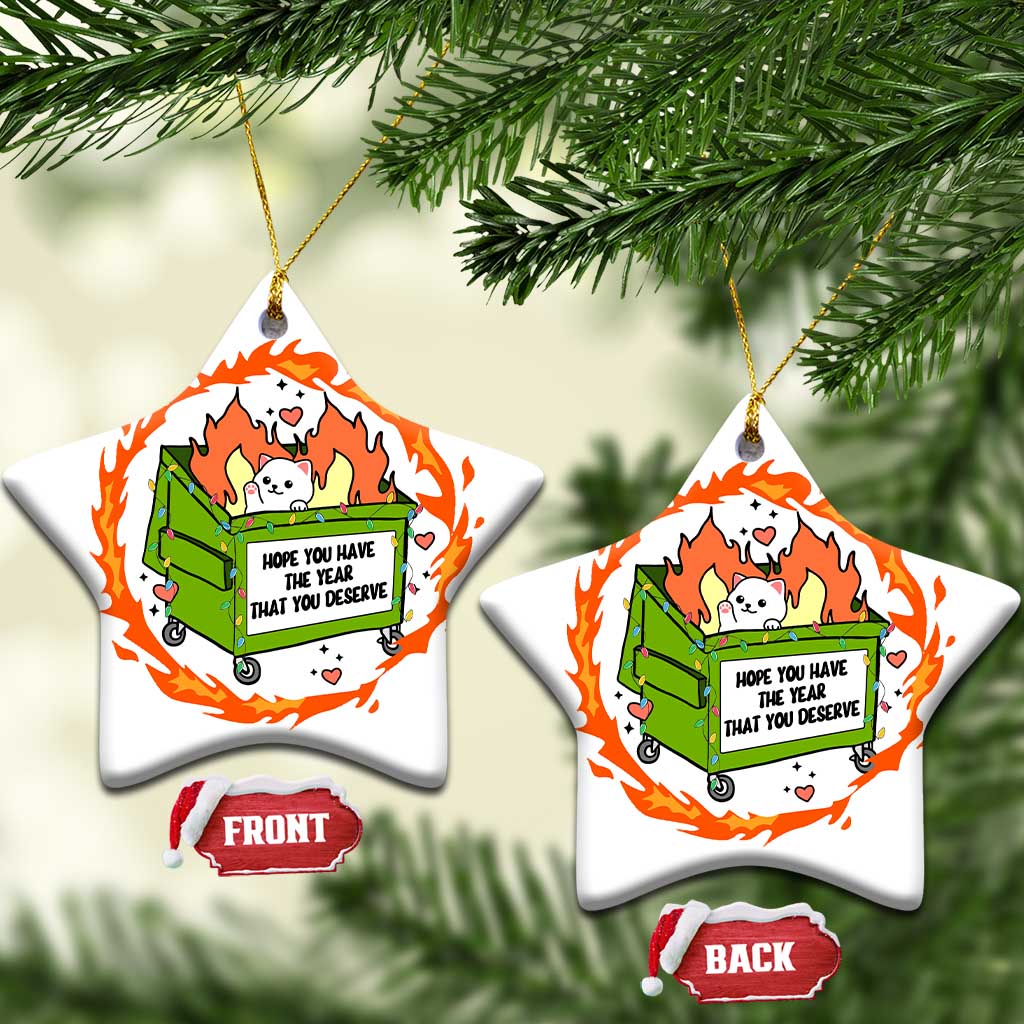 Funny Xmas Dumpster Fire Cute Cat Christmas Ornament I Hope You Have A Year Thar You Deserve TS09