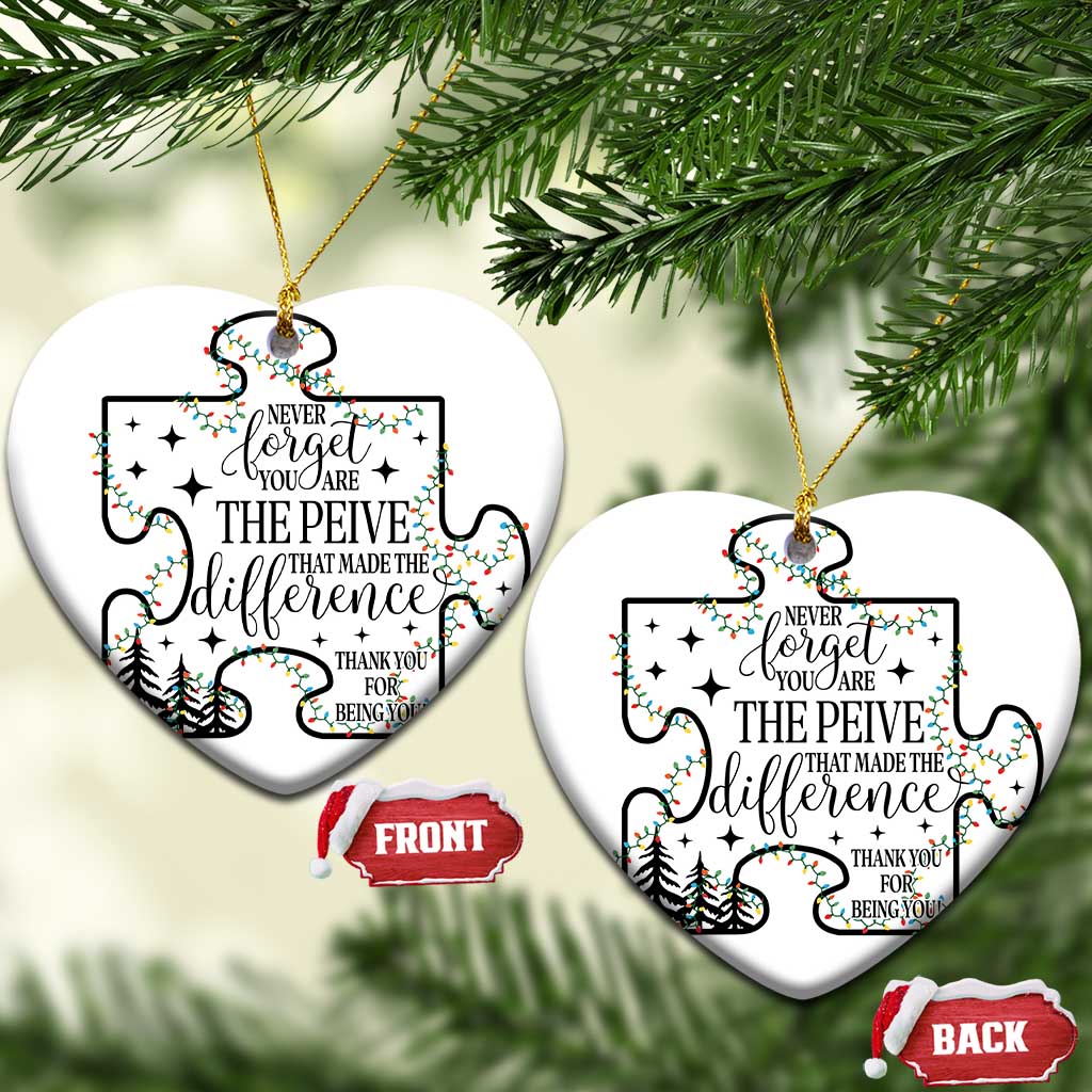 Thank You Gifts Christmas Ornament Never Forget You Are The Piece That Made The Difference TS09