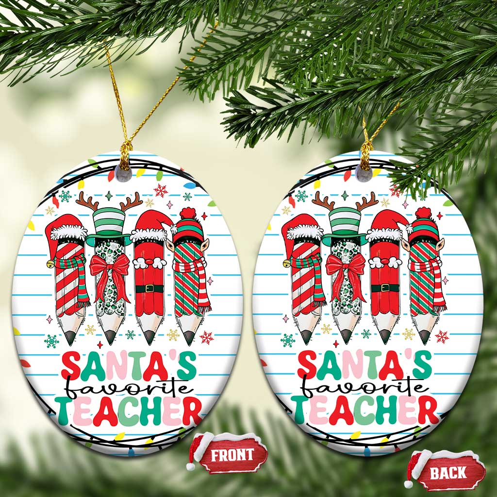 Xmas Teacher Christmas Ornament Santa's Favorite Teacher TS09