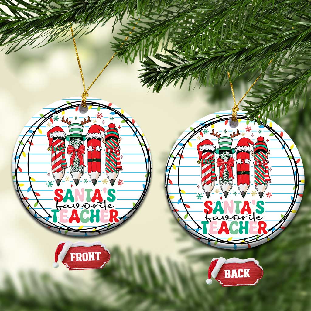 Xmas Teacher Christmas Ornament Santa's Favorite Teacher TS09
