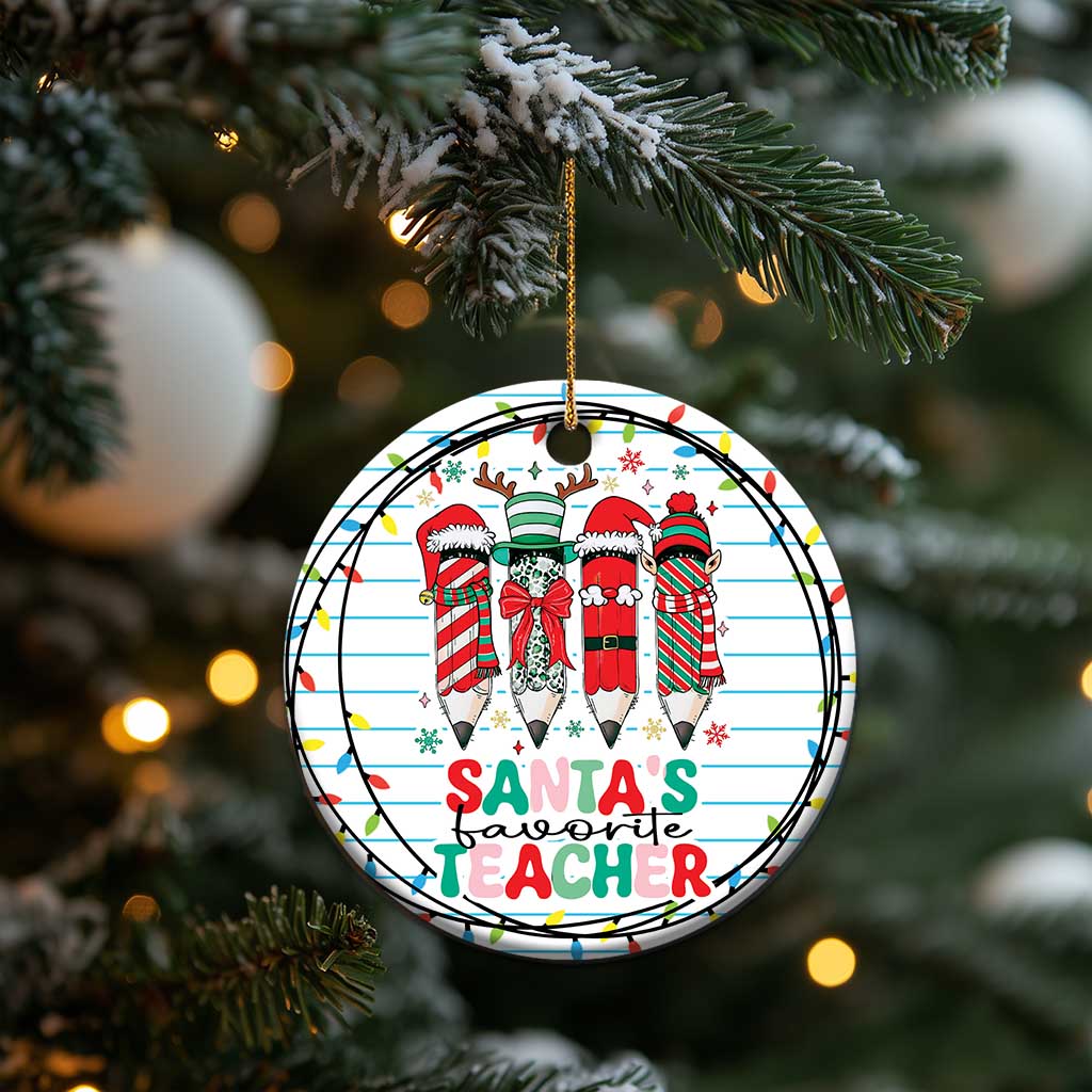 Xmas Teacher Christmas Ornament Santa's Favorite Teacher TS09