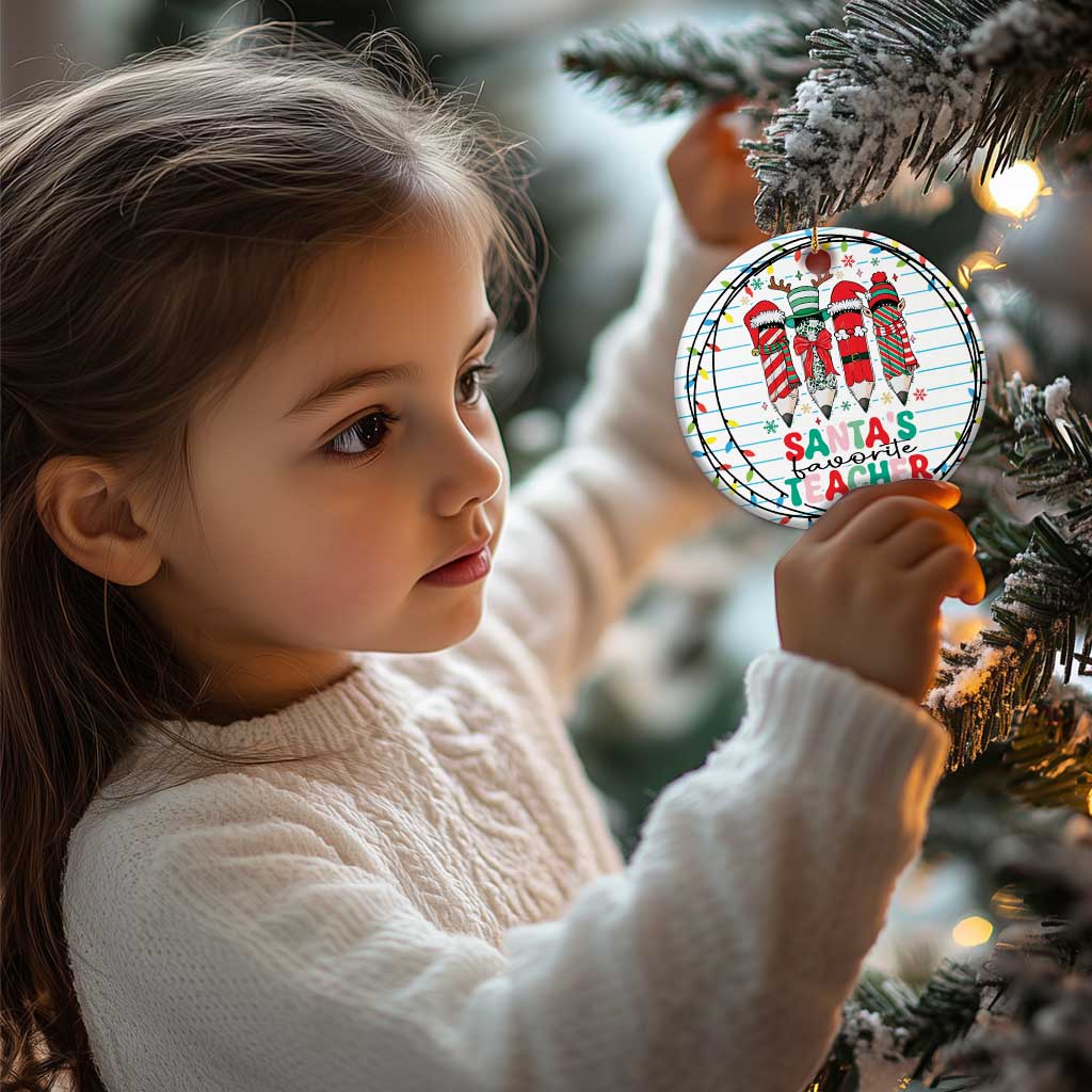 Xmas Teacher Christmas Ornament Santa's Favorite Teacher TS09