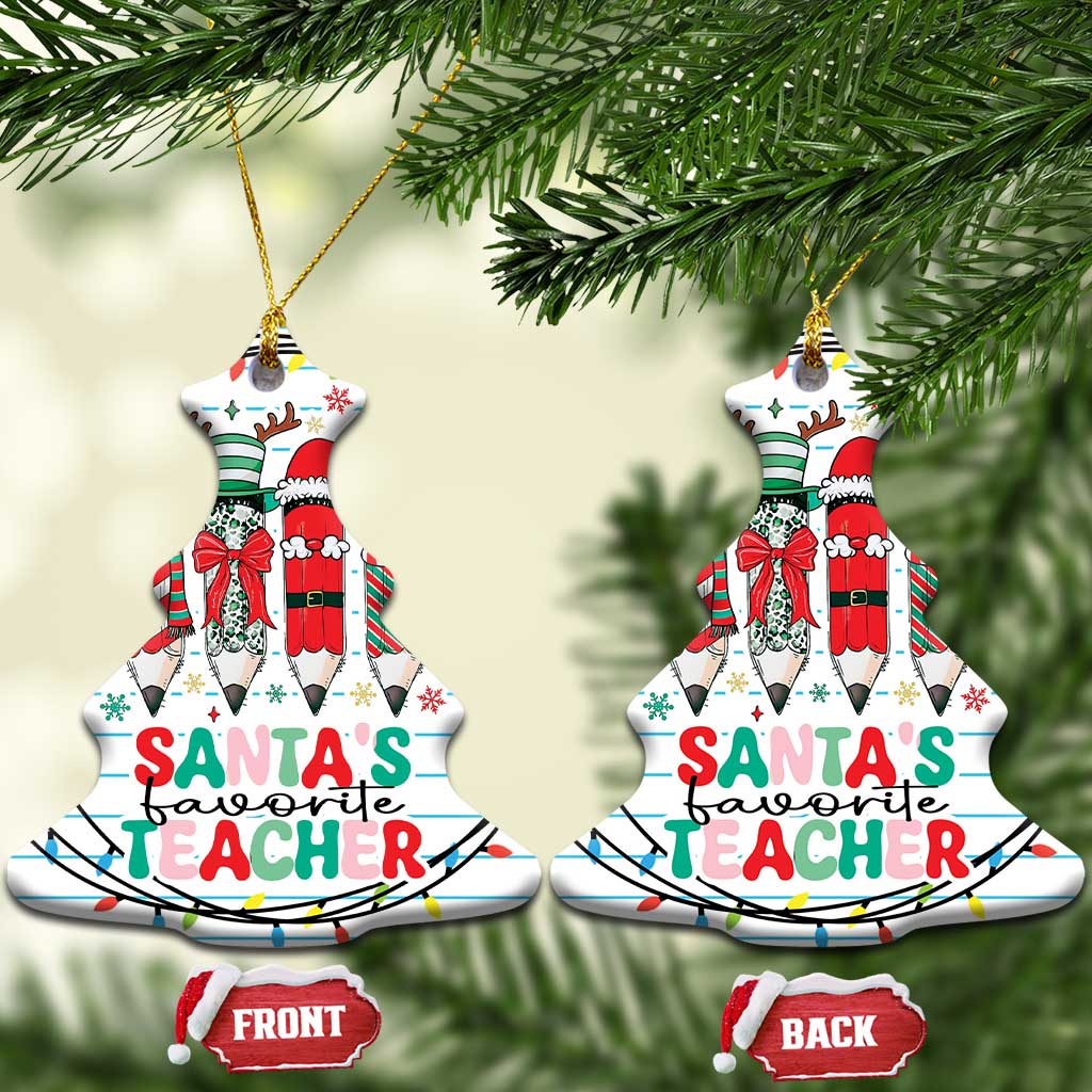 Xmas Teacher Christmas Ornament Santa's Favorite Teacher TS09