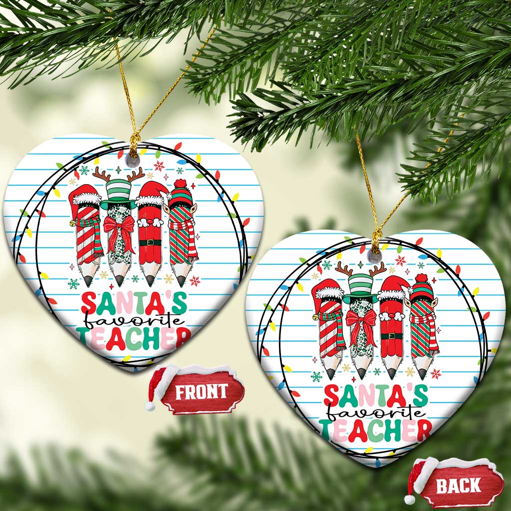 Xmas Teacher Christmas Ornament Santa's Favorite Teacher TS09