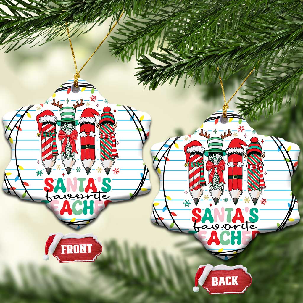 Xmas Teacher Christmas Ornament Santa's Favorite Teacher TS09