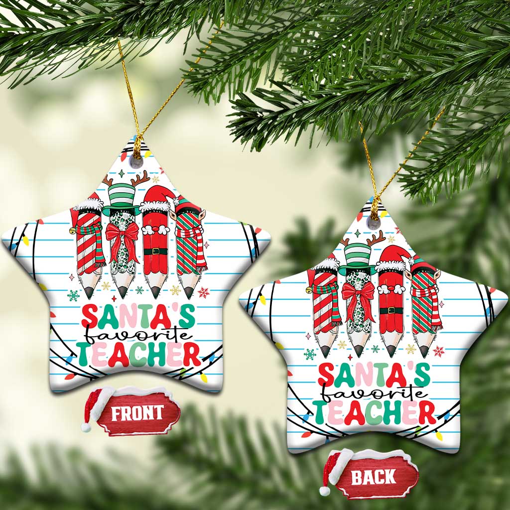 Xmas Teacher Christmas Ornament Santa's Favorite Teacher TS09