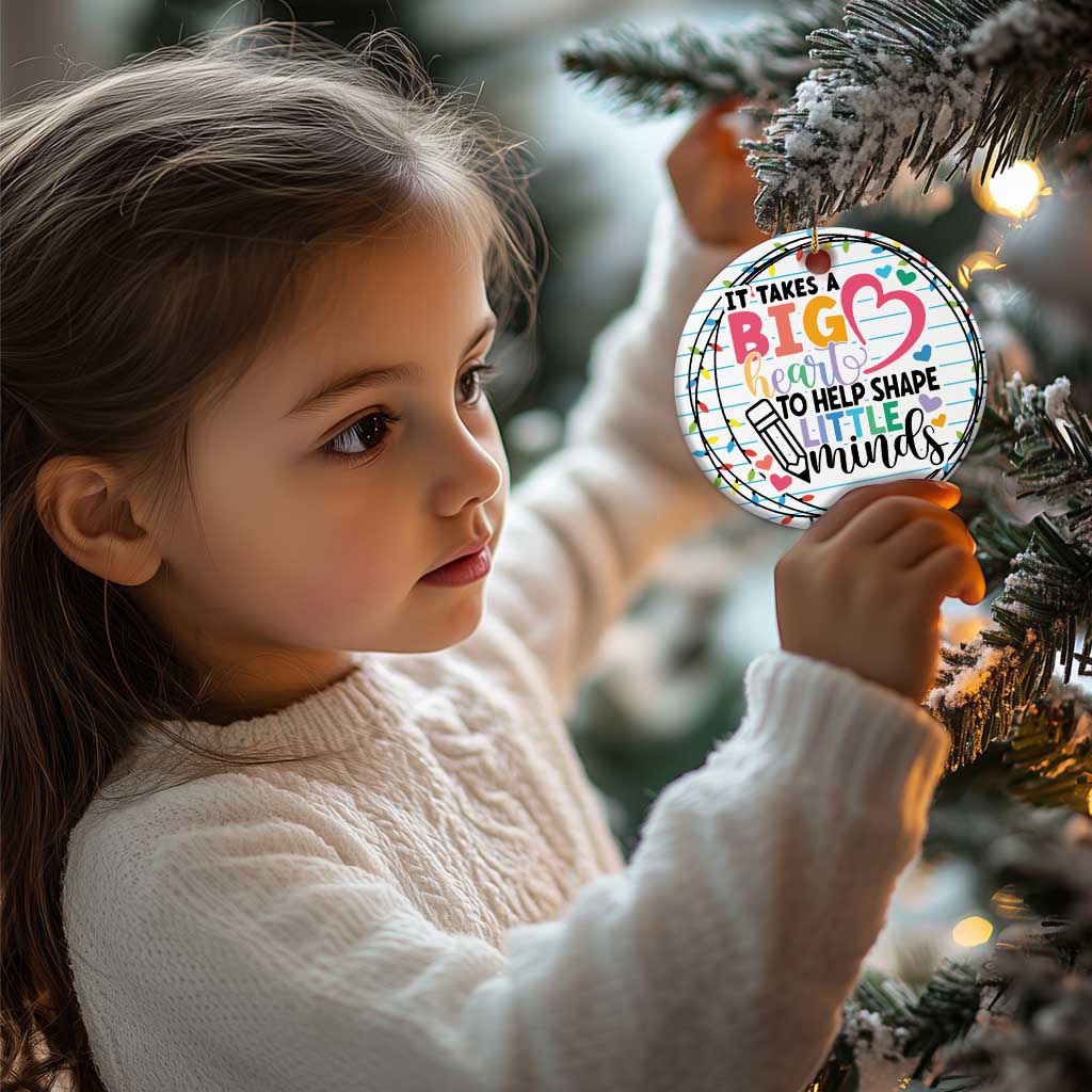 Xmas Teacher Christmas Ornament It Takes A Big Heart To Teach Little Minds TS09