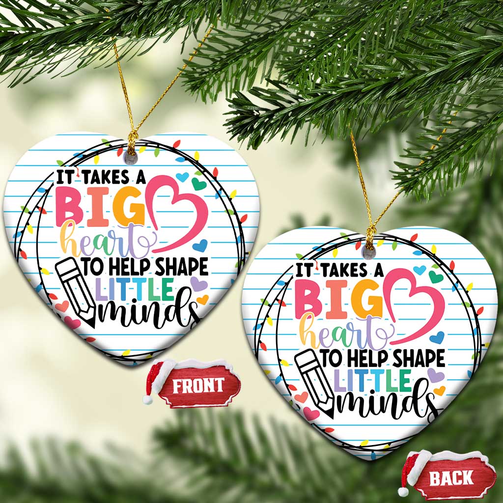 Xmas Teacher Christmas Ornament It Takes A Big Heart To Teach Little Minds TS09