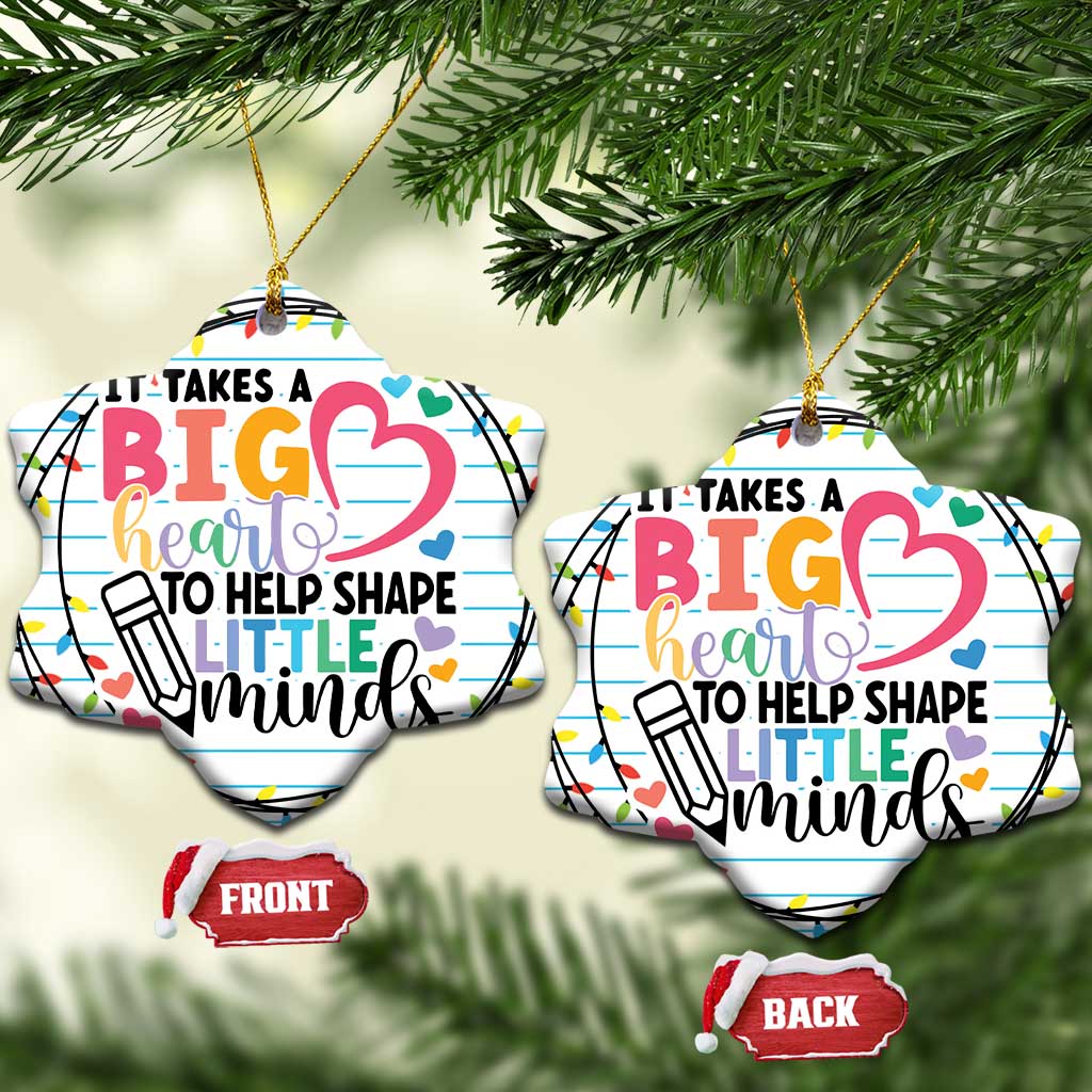 Xmas Teacher Christmas Ornament It Takes A Big Heart To Teach Little Minds TS09
