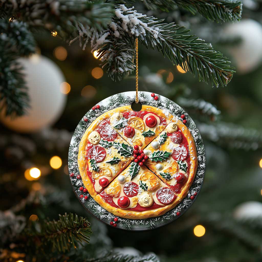 Funny Xmas Pizza Food Lover Christmas Ornament TS09