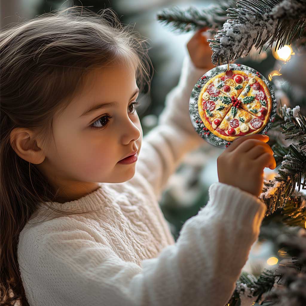 Funny Xmas Pizza Food Lover Christmas Ornament TS09