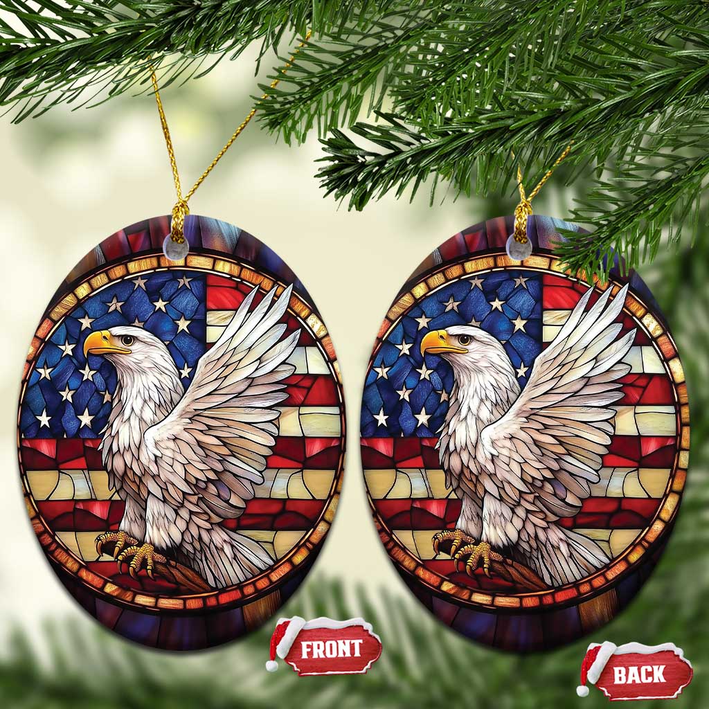 Bald Eagle American Flag Patriotic Christmas Ornament TS09