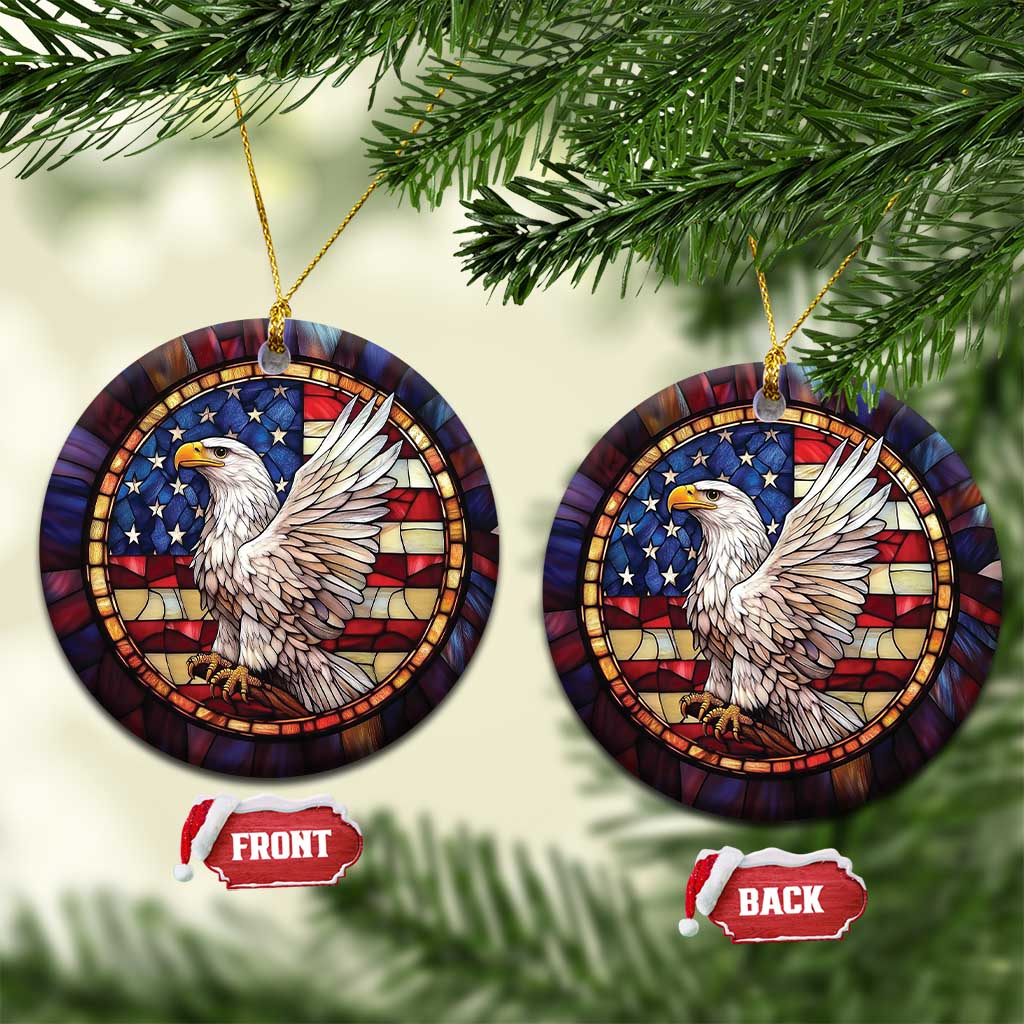 Bald Eagle American Flag Patriotic Christmas Ornament TS09
