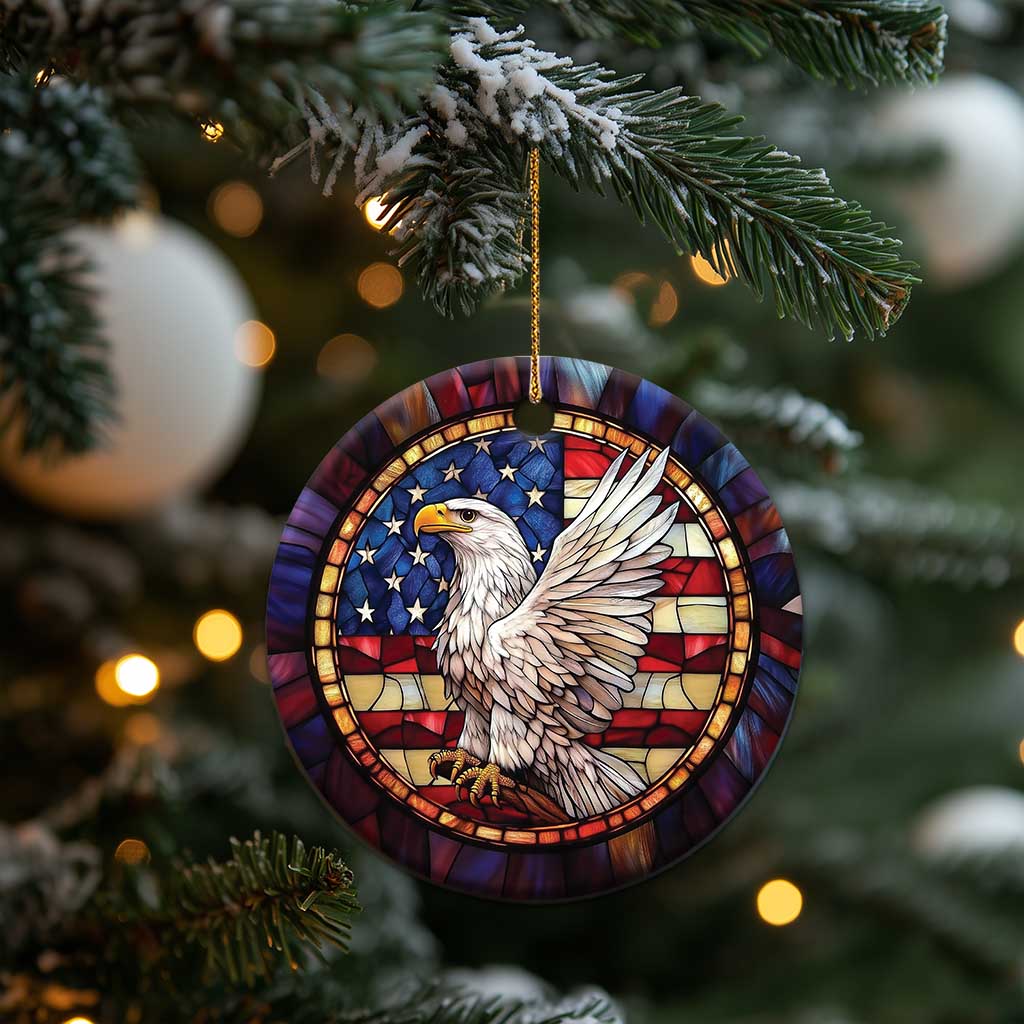 Bald Eagle American Flag Patriotic Christmas Ornament TS09
