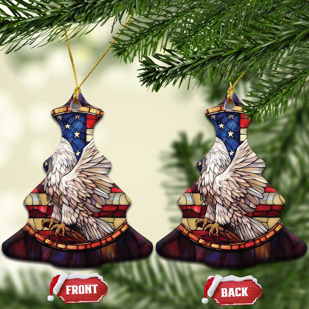 Bald Eagle American Flag Patriotic Christmas Ornament TS09