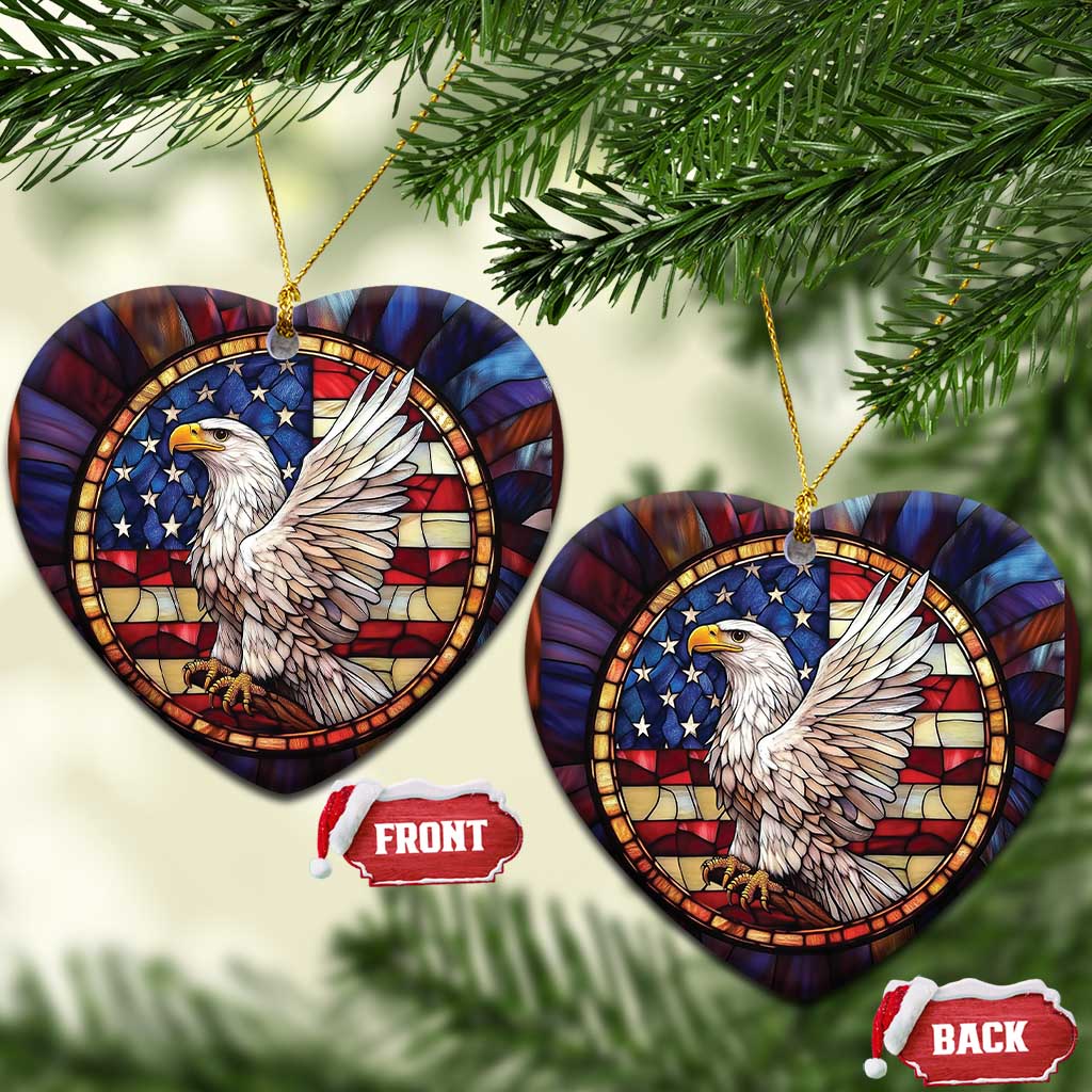 Bald Eagle American Flag Patriotic Christmas Ornament TS09