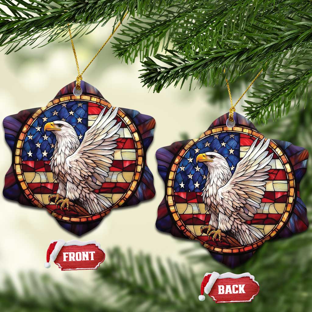 Bald Eagle American Flag Patriotic Christmas Ornament TS09