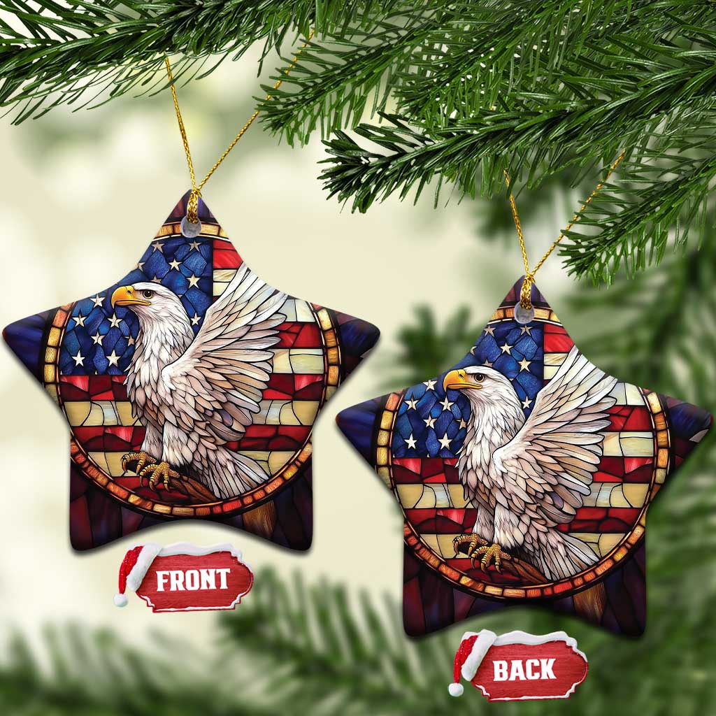 Bald Eagle American Flag Patriotic Christmas Ornament TS09