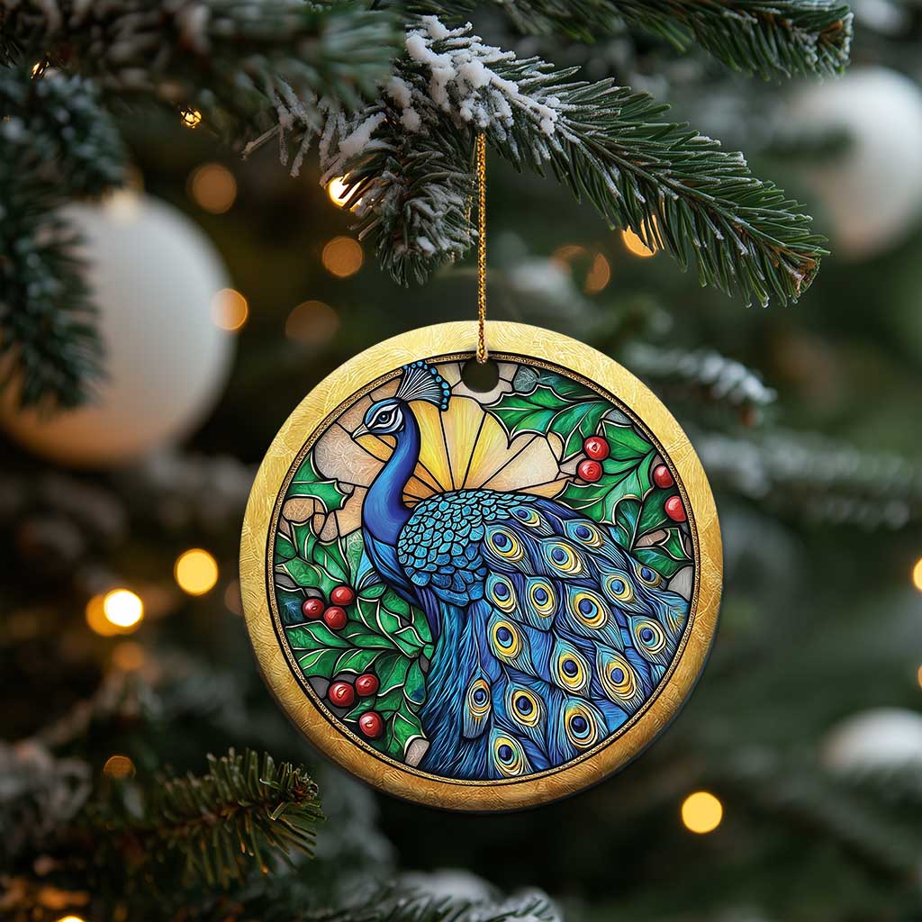 Peacock Christmas Ornament Bird Lover Aesthetic TS09