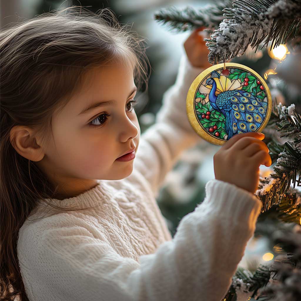Peacock Christmas Ornament Bird Lover Aesthetic TS09