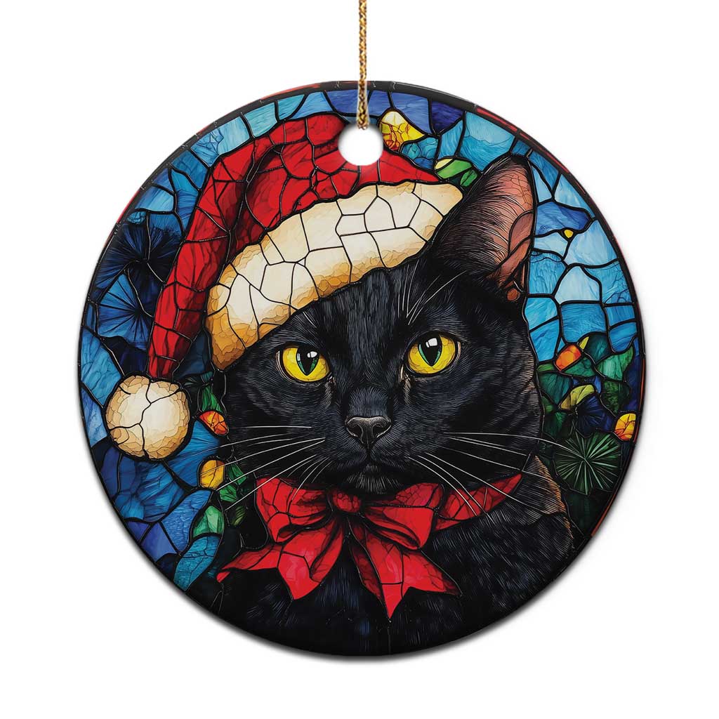 Xmas Santa Black Cat Christmas Ornament TS09