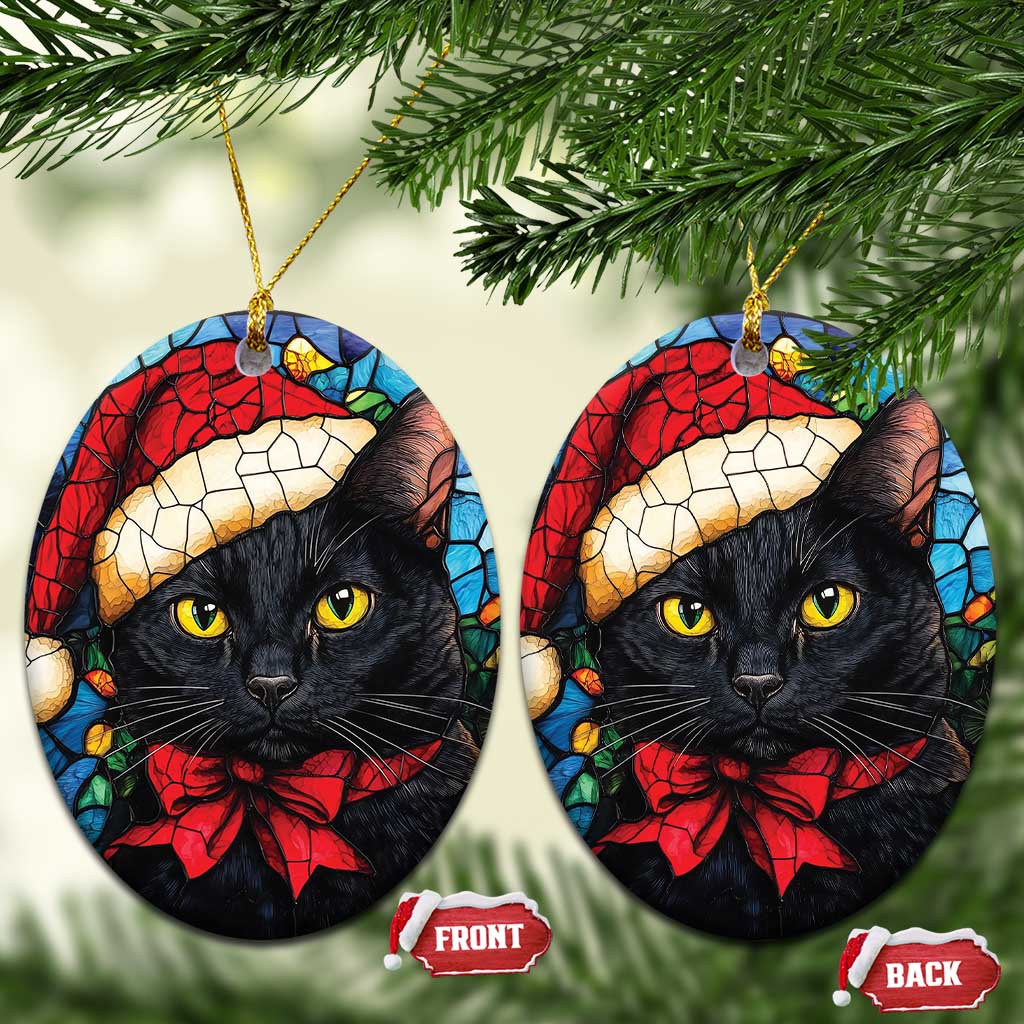 Xmas Santa Black Cat Christmas Ornament TS09