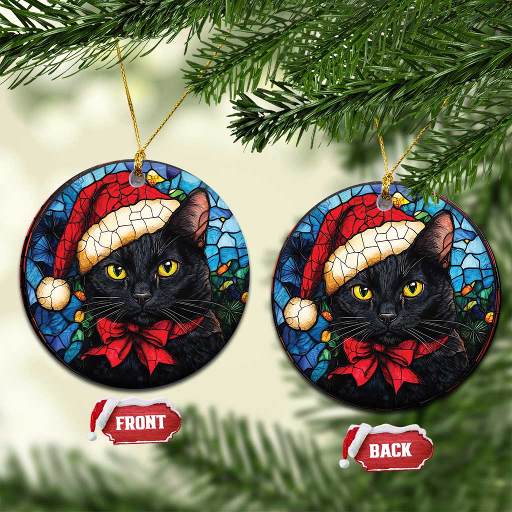 Xmas Santa Black Cat Christmas Ornament TS09