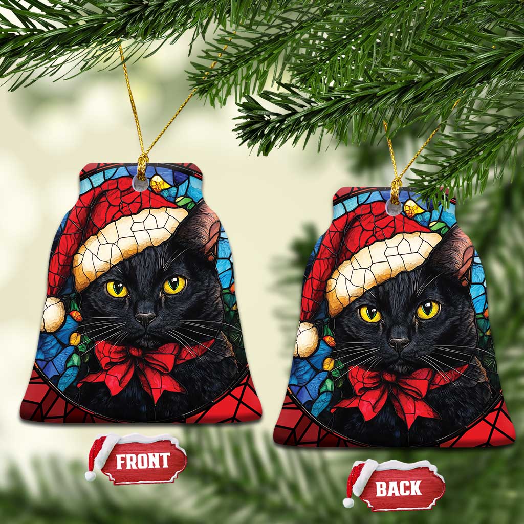 Xmas Santa Black Cat Christmas Ornament TS09