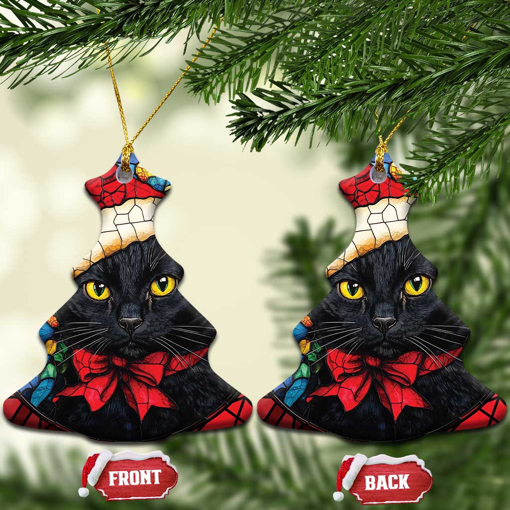 Xmas Santa Black Cat Christmas Ornament TS09