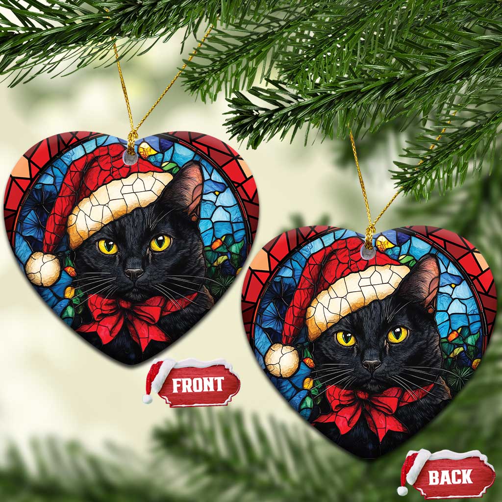 Xmas Santa Black Cat Christmas Ornament TS09