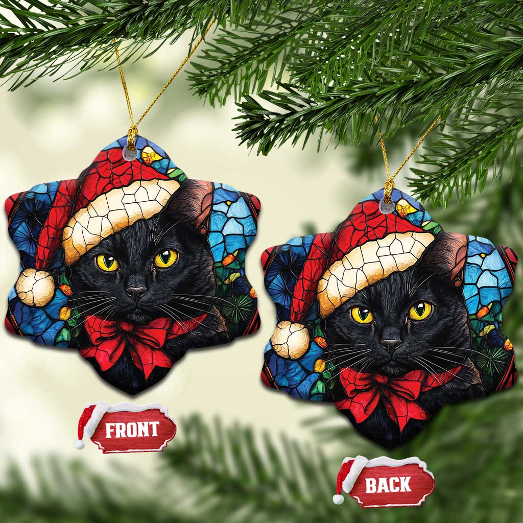 Xmas Santa Black Cat Christmas Ornament TS09