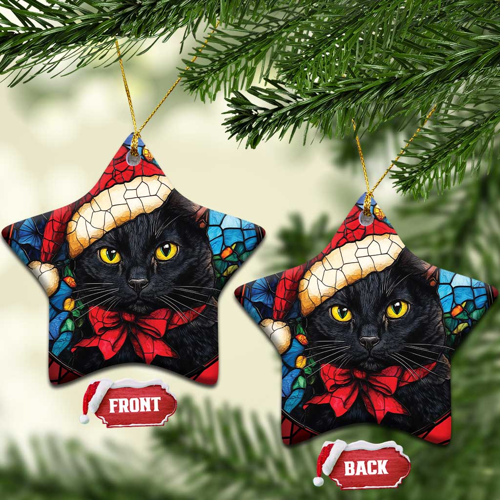 Xmas Santa Black Cat Christmas Ornament TS09