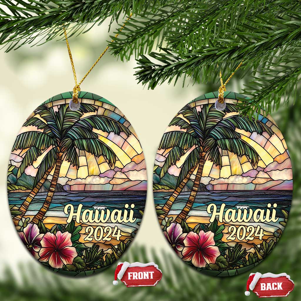 Beach Hibiscus Hawaii 2024 Christmas Ornament TS09